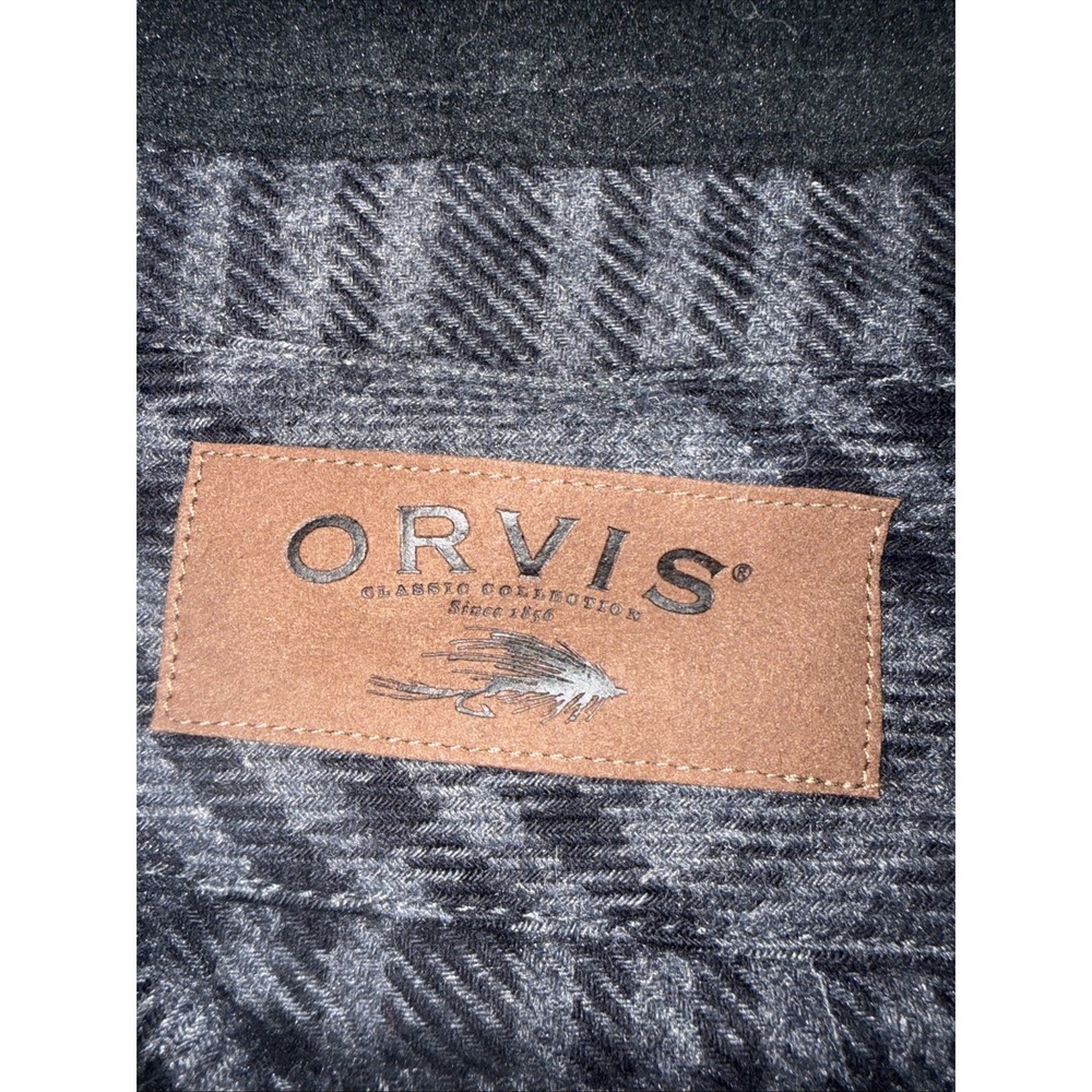 Orvis Men's XXL Heavyweight Flannel Shirt Jacket Gray Plaid Shacket Nice Shacket - Picture 4 of 13